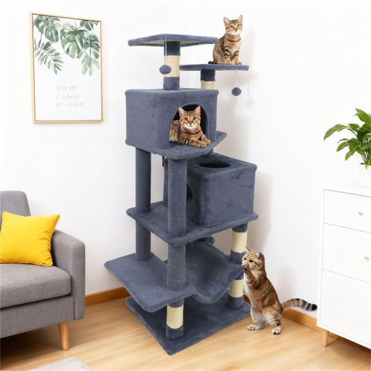 57" Multi-Level Cat Tree for Multi-Cat Households, 2 Condos &