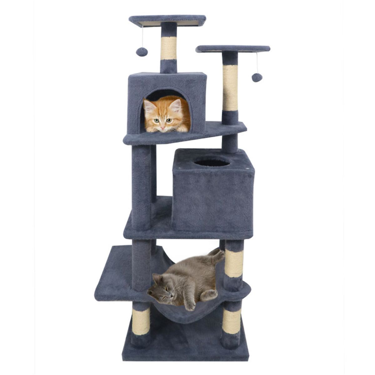 57" Multi-Level Cat Tree for Multi-Cat Households, 2 Condos &