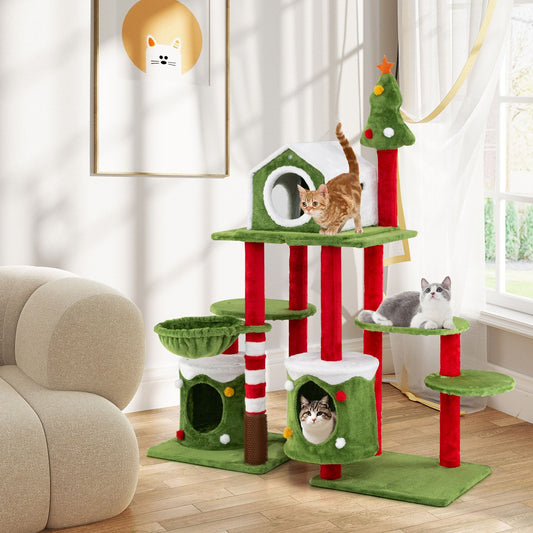 Inch Tall Cat Tree Tower Multi-Level Pet Climbing and Jumping Tower