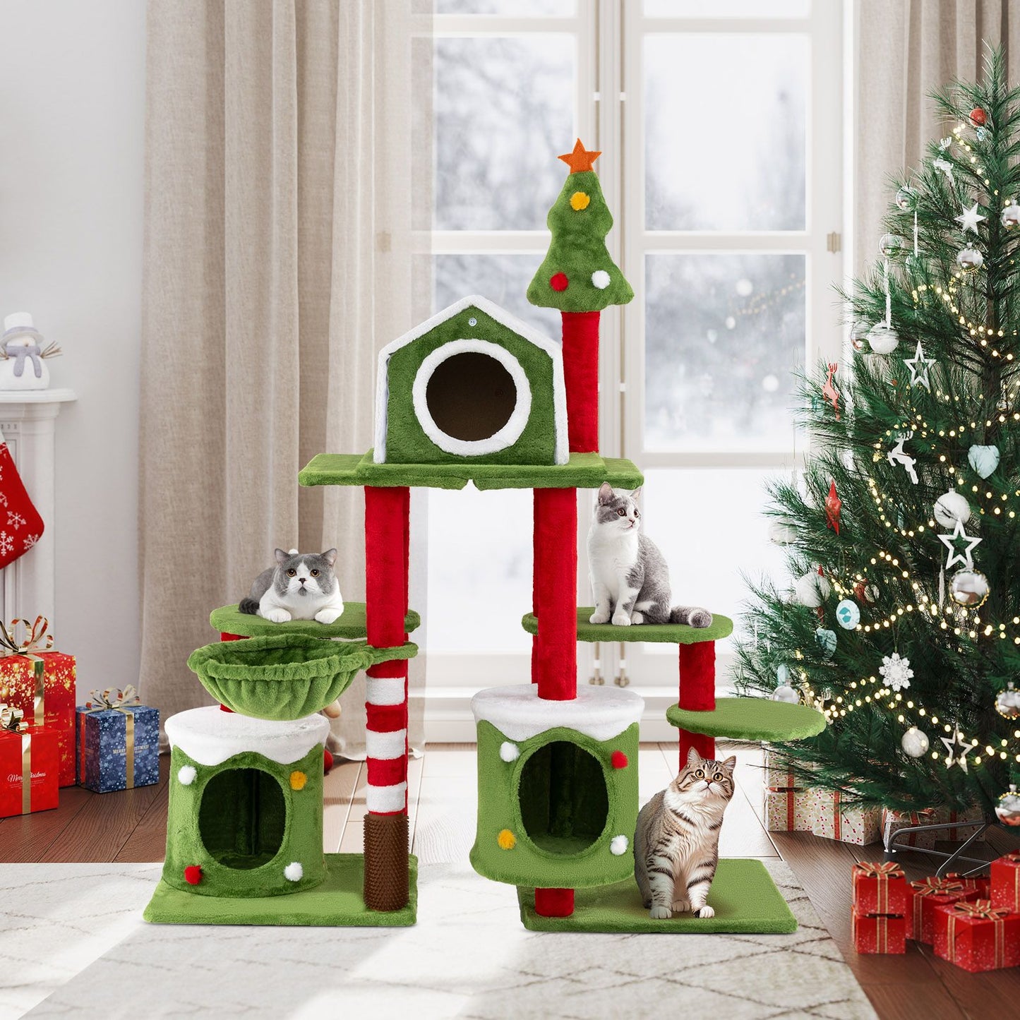 Inch Tall Cat Tree Tower Multi-Level Pet Climbing and Jumping Tower
