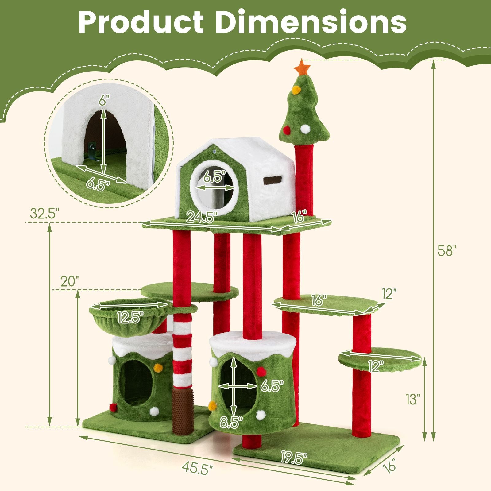 Inch Tall Cat Tree Tower Multi-Level Pet Climbing and Jumping Tower