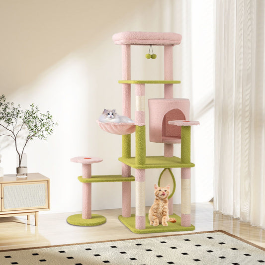 Inch Tall Multi-Level Cat Tree Aesthetic Floral Kitten Tower