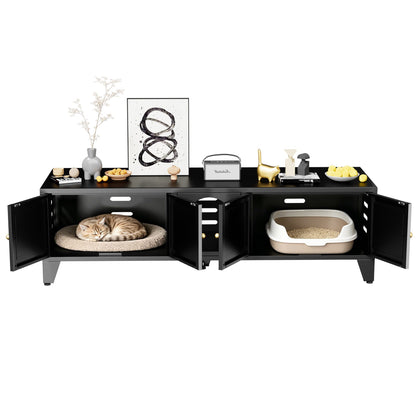 58" Metal Cat Litter Box Enclosure, Hidden Litter Box Furniture