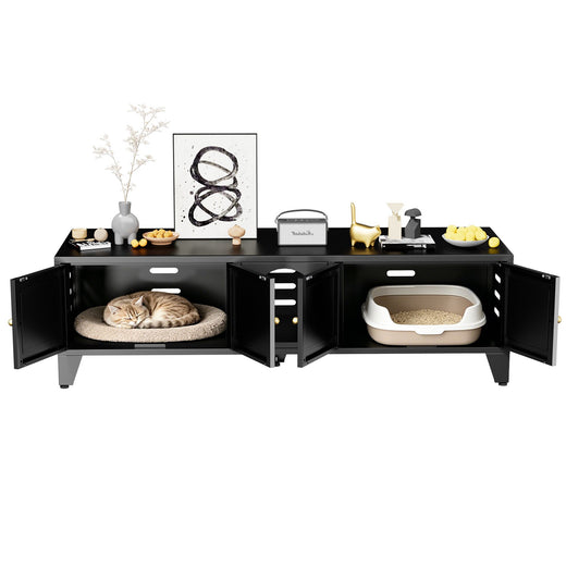 58" Metal Cat Litter Box Enclosure, Hidden Litter Box Furniture