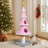 59in Large Tall Christmas Tree Cat Tower with 2 Cat Condos &, Pink