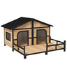 X39" Large Wooden Dog House Raised Weatherproof Rustic Log Cabin