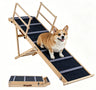 6-Level Adjustable Foldable Pet Ramp, Solid Pine Wood Non-Slip Dog