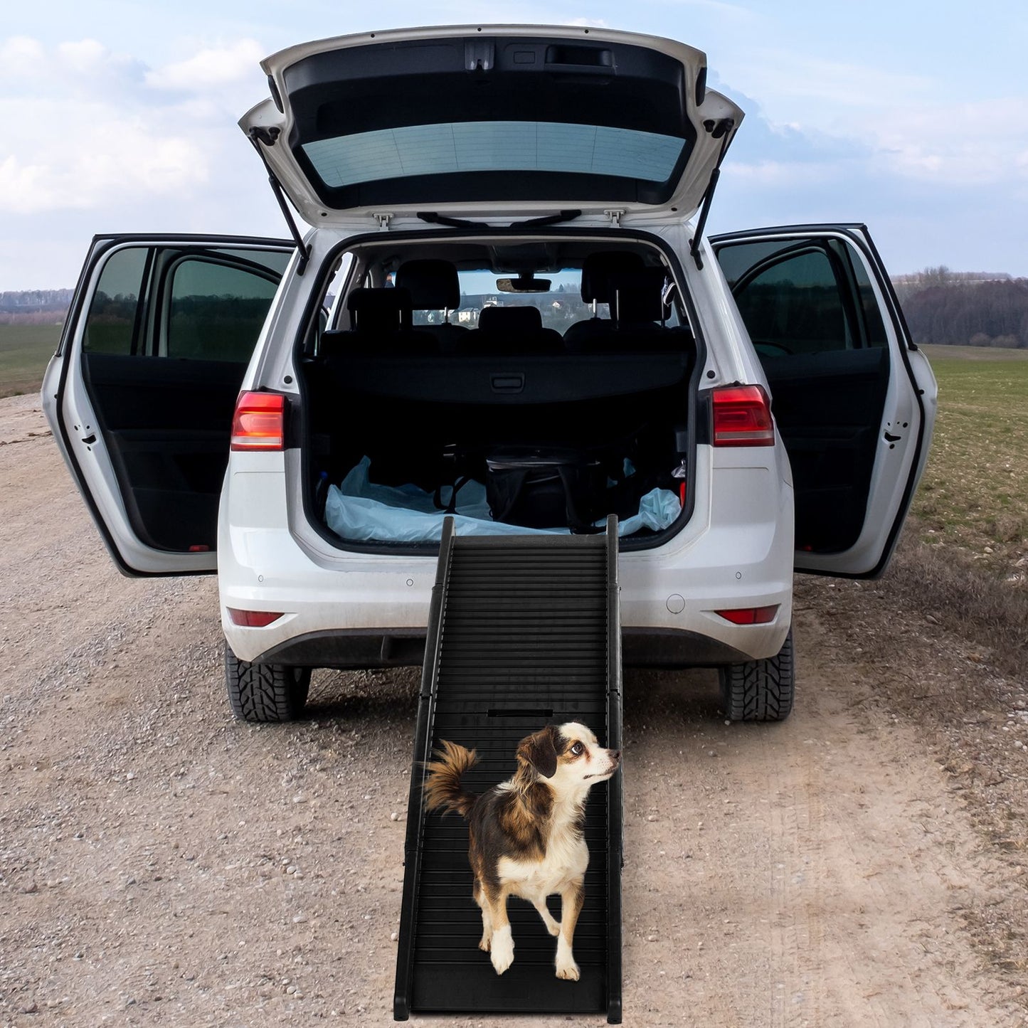 Inch Nonslip Folding Dog Ramp, Tri-Fold Portable Lightweight