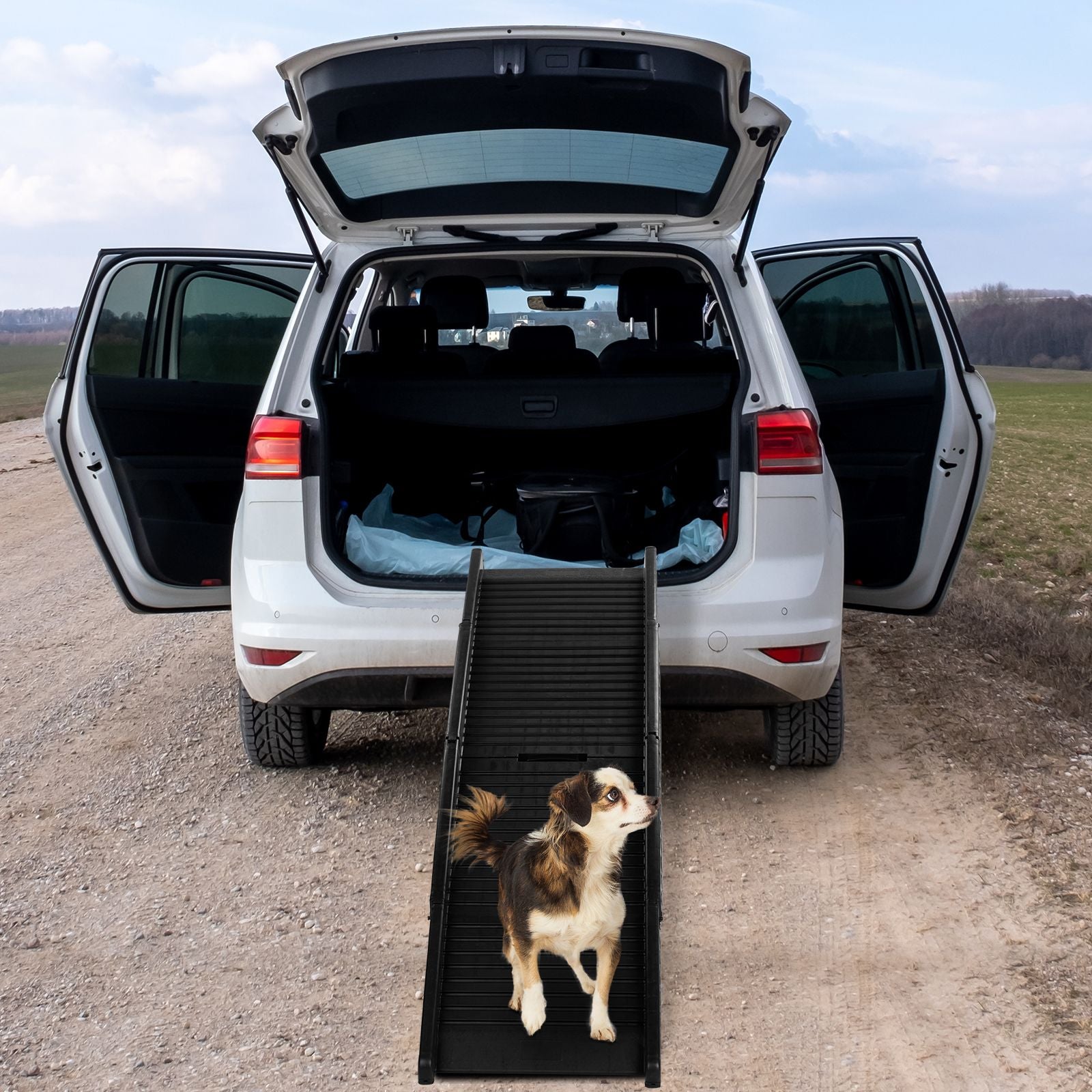 Inch Nonslip Folding Dog Ramp, Tri-Fold Portable Lightweight