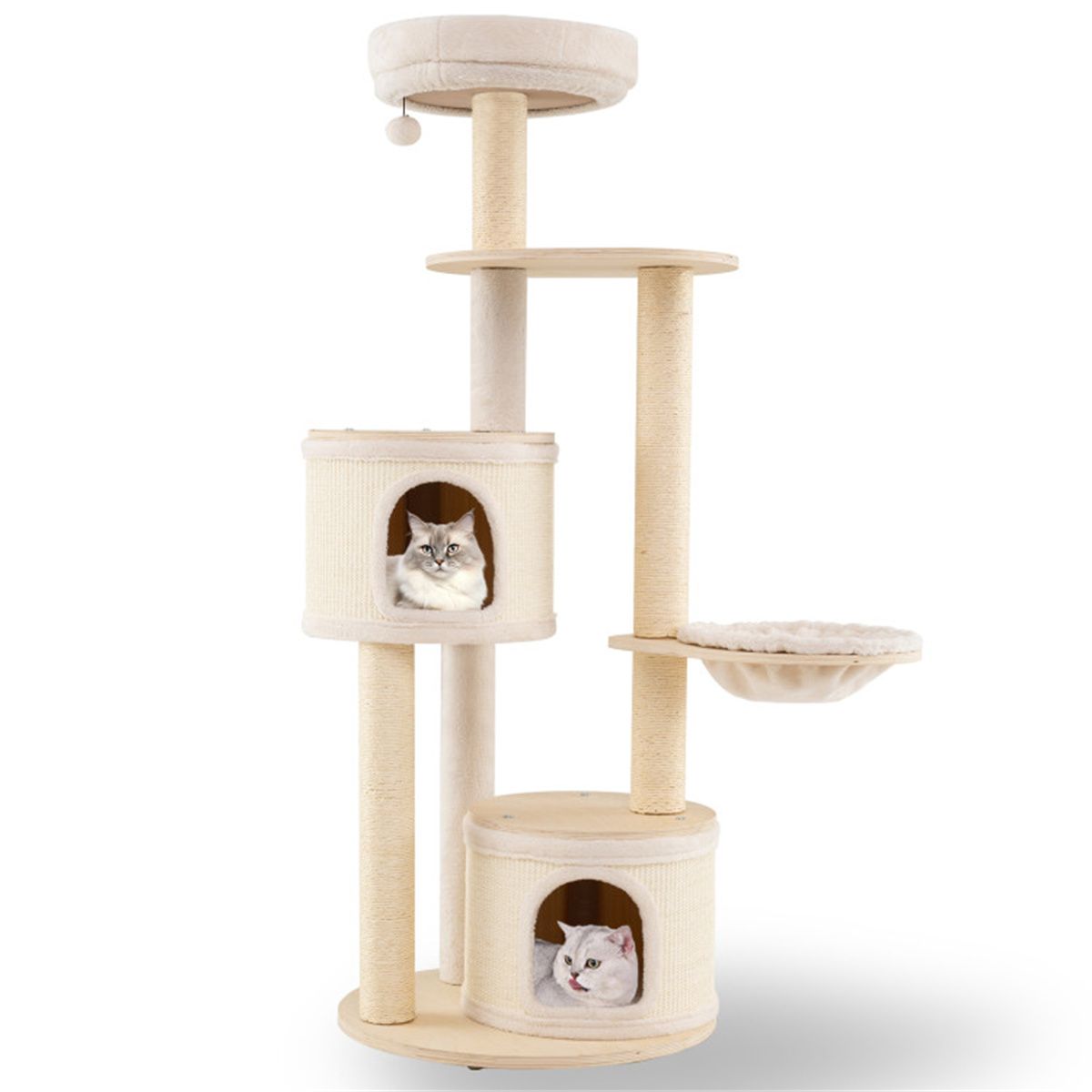Inch Tall Wooden Cat Tree Multi-Level Cat Tower with Sisal