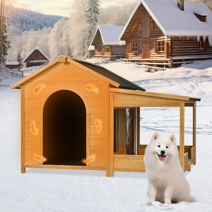 60.2" Large Outdoor Dog House with Insulated Liner for Winter