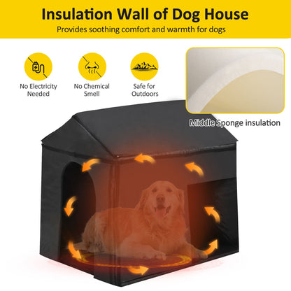 60.2" Large Outdoor Dog House with Insulated Liner for Winter