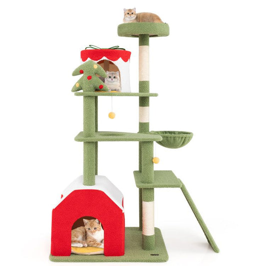 Inches Cute Christmas Cat Tree with Sisal Scratching Posts and 2