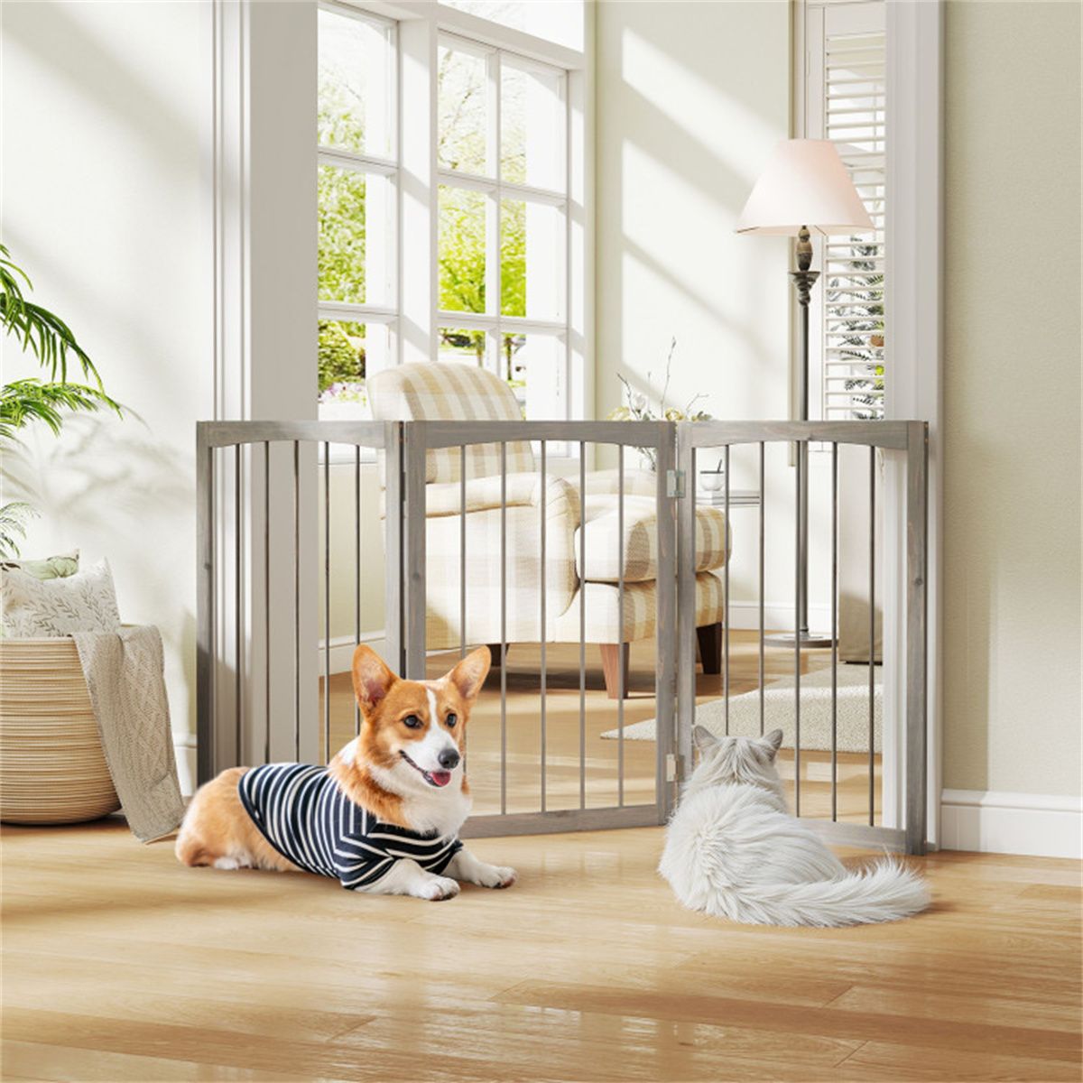 Gray Wooden Pet Fence