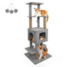 64" Light Gray Cat Tower with Plush Perches & 3 Dangling Balls