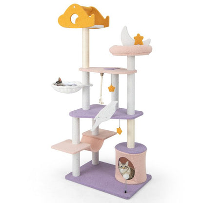 66" Cute Cat Tree Cats Multi-Level Tall Cat Tower with Sisal