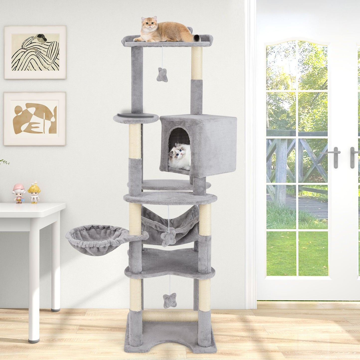Inch Multi-Level Cat Tree with Top Perch and Cozy Condo