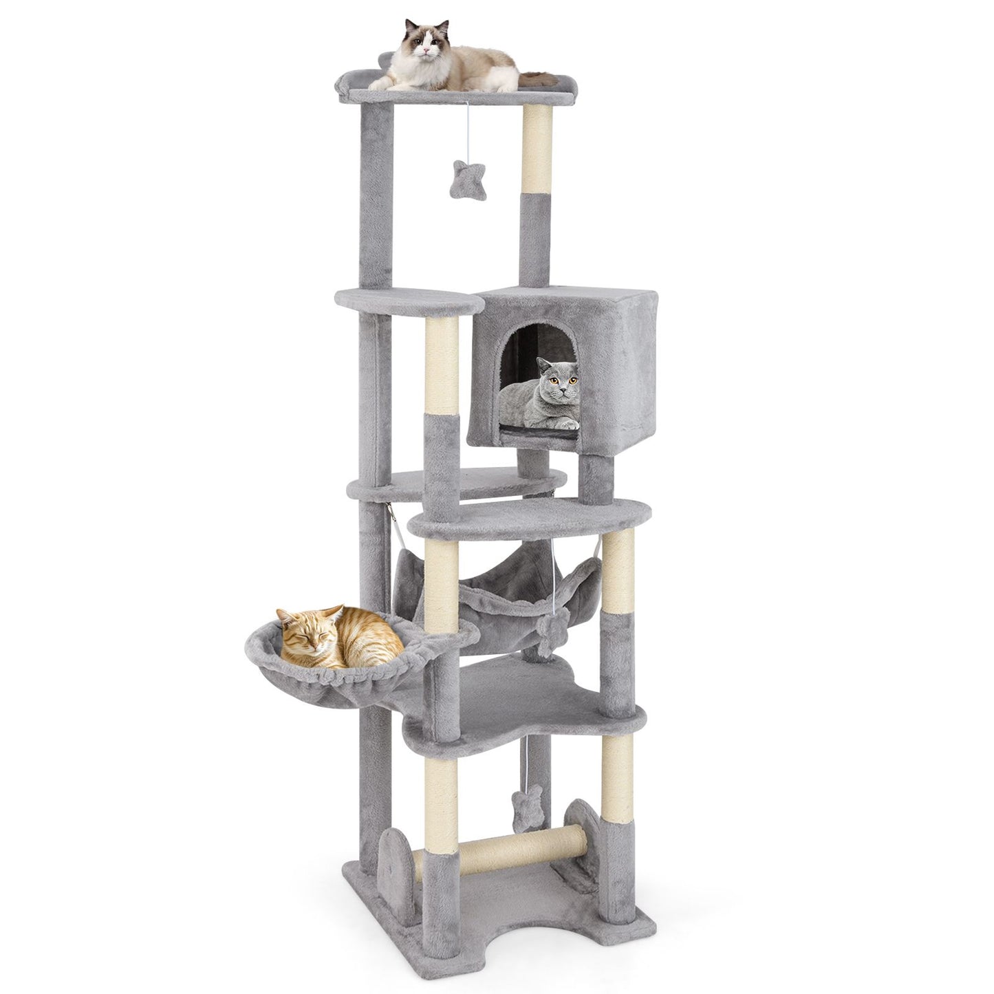 Inch Multi-Level Cat Tree with Top Perch and Cozy Condo