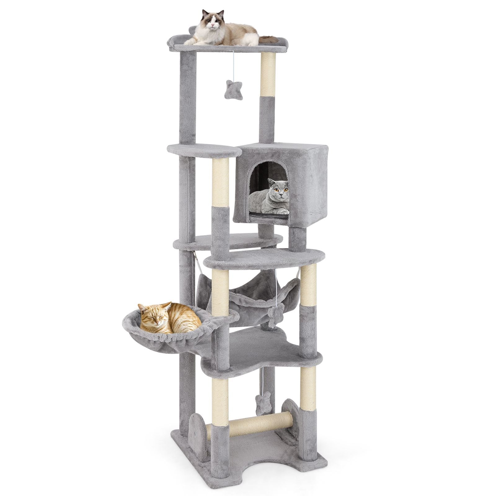 Inch Multi-Level Cat Tree with Top Perch and Cozy Condo