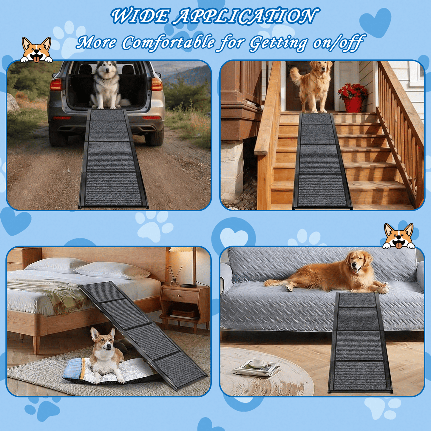 Wide Folding Dog Ramp for Car, SUV & Truck – Portable Pet Ramp