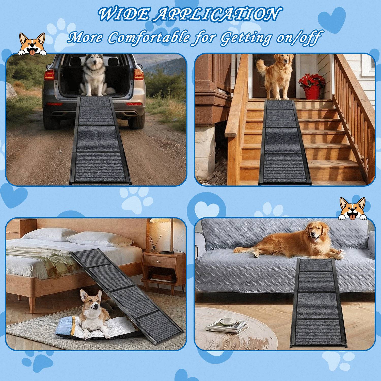 Wide Folding Dog Ramp for Car, SUV & Truck – Portable Pet Ramp