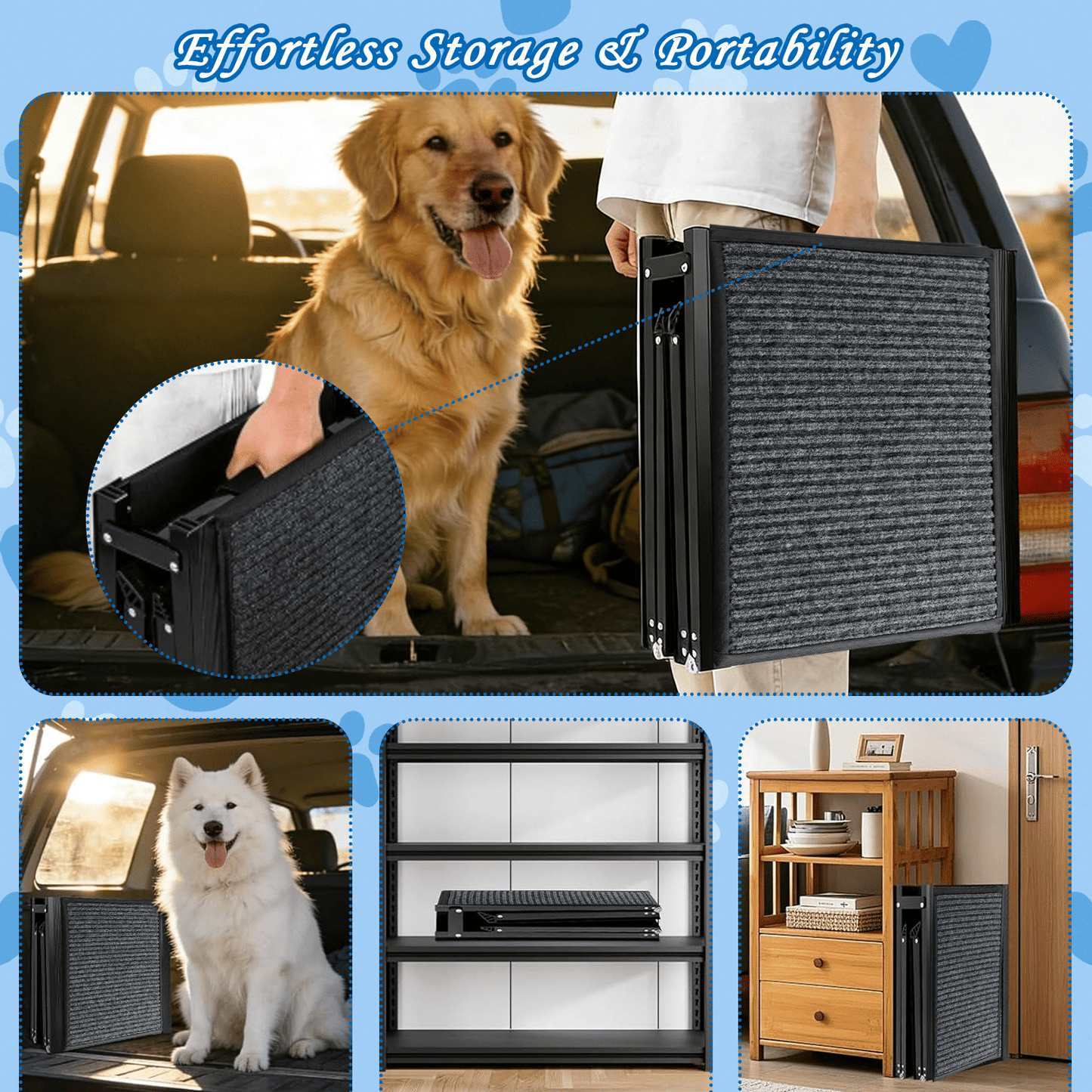Wide Folding Dog Ramp for Car, SUV & Truck – Portable Pet Ramp