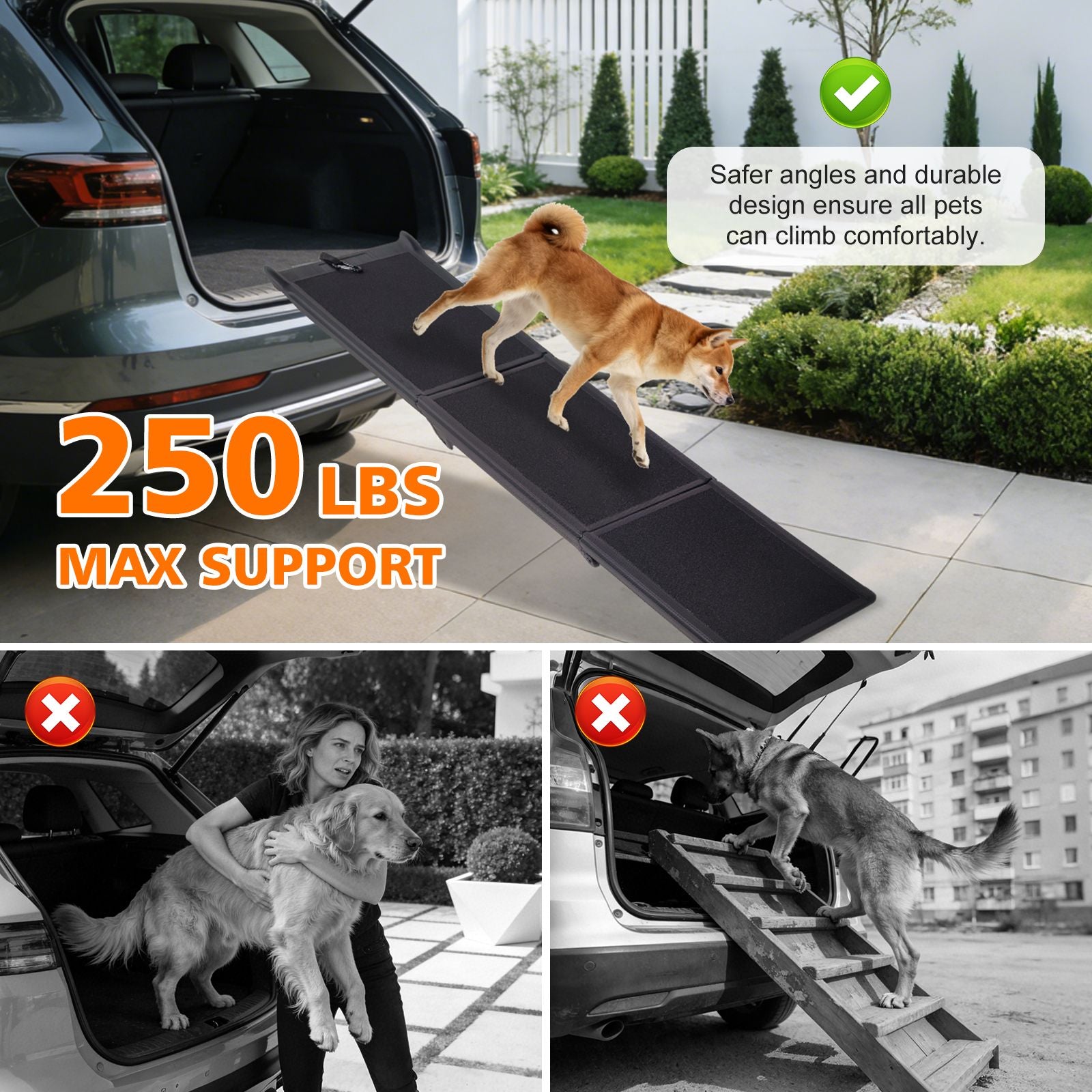 Easy-Fold, Lightweight and Portable Dog Ramp for Car Foldable Dog