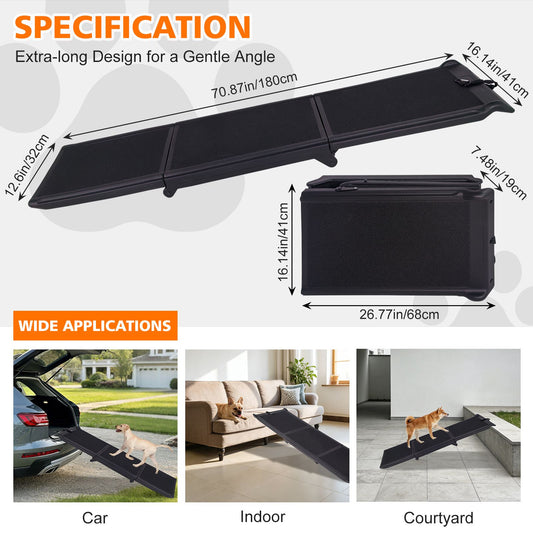 Easy-Fold, Lightweight and Portable Dog Ramp for Car Foldable Dog