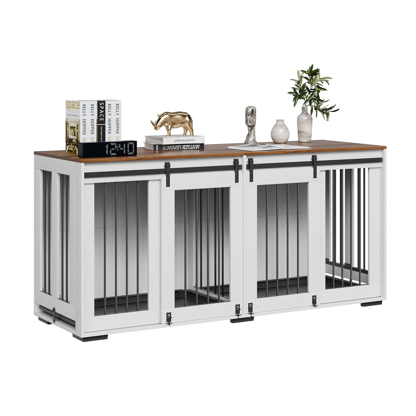 72" Dog Crate Furniture for 2 Dogs, Double Dog Crate Furniture
