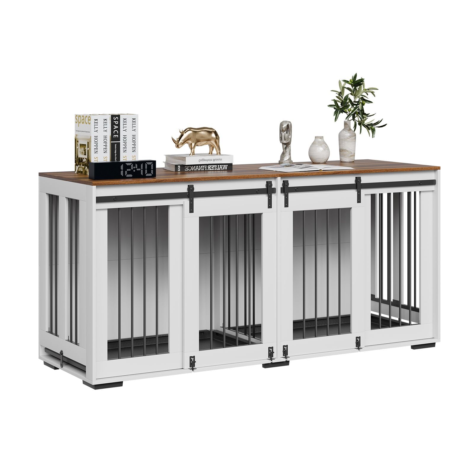 72" Dog Crate Furniture for 2 Dogs, Double Dog Crate Furniture