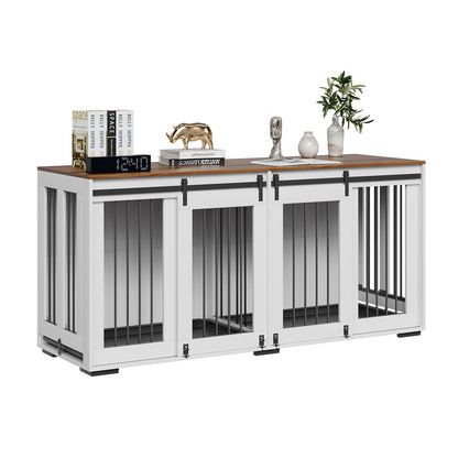 72" Dog Crate Furniture for 2 Dogs, Double Dog Crate Furniture