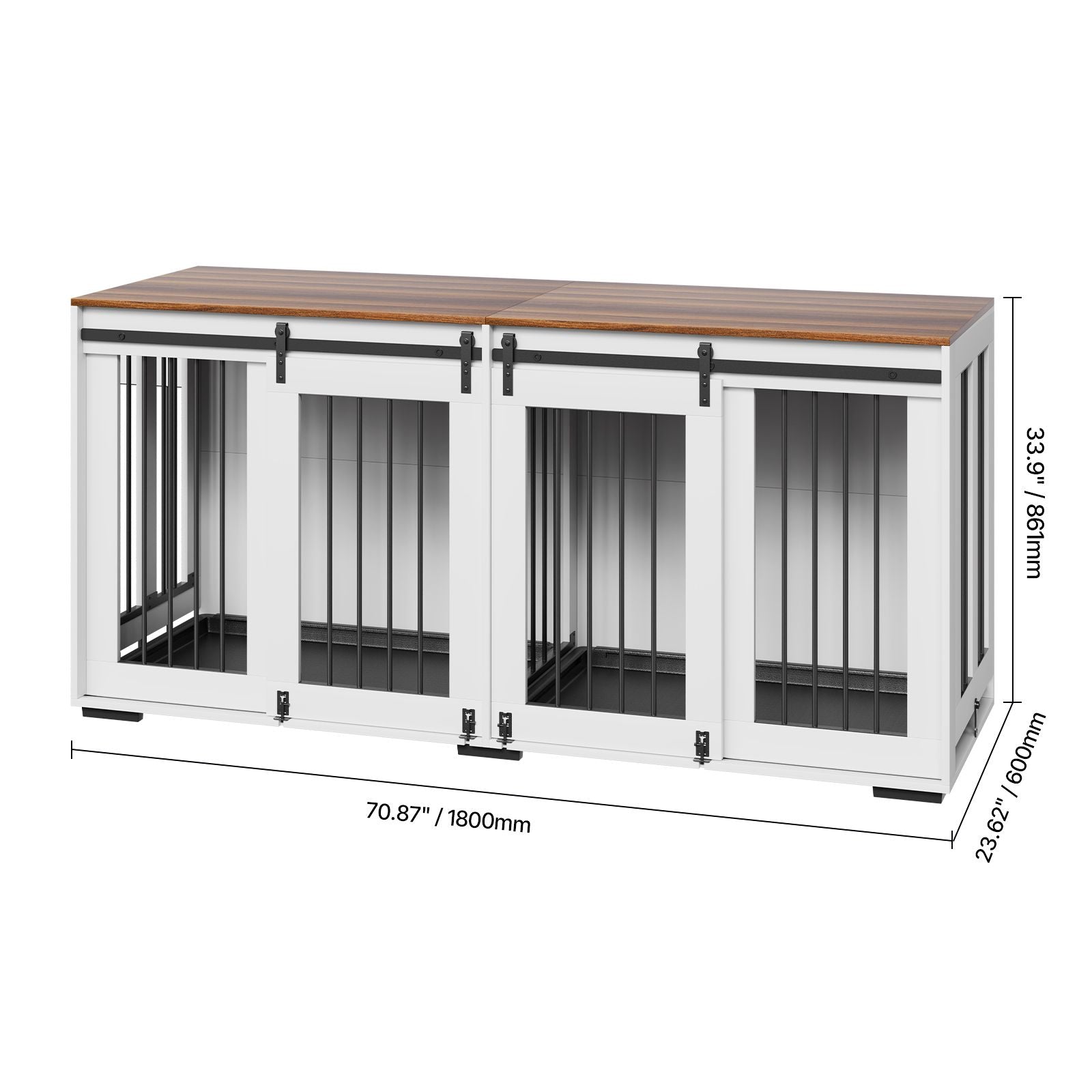 72" Dog Crate Furniture for 2 Dogs, Double Dog Crate Furniture