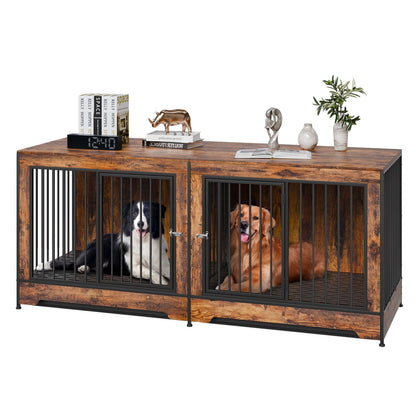 75" Dog Crate Furniture for 2 Dogs, Extra Large Double Dog Crate