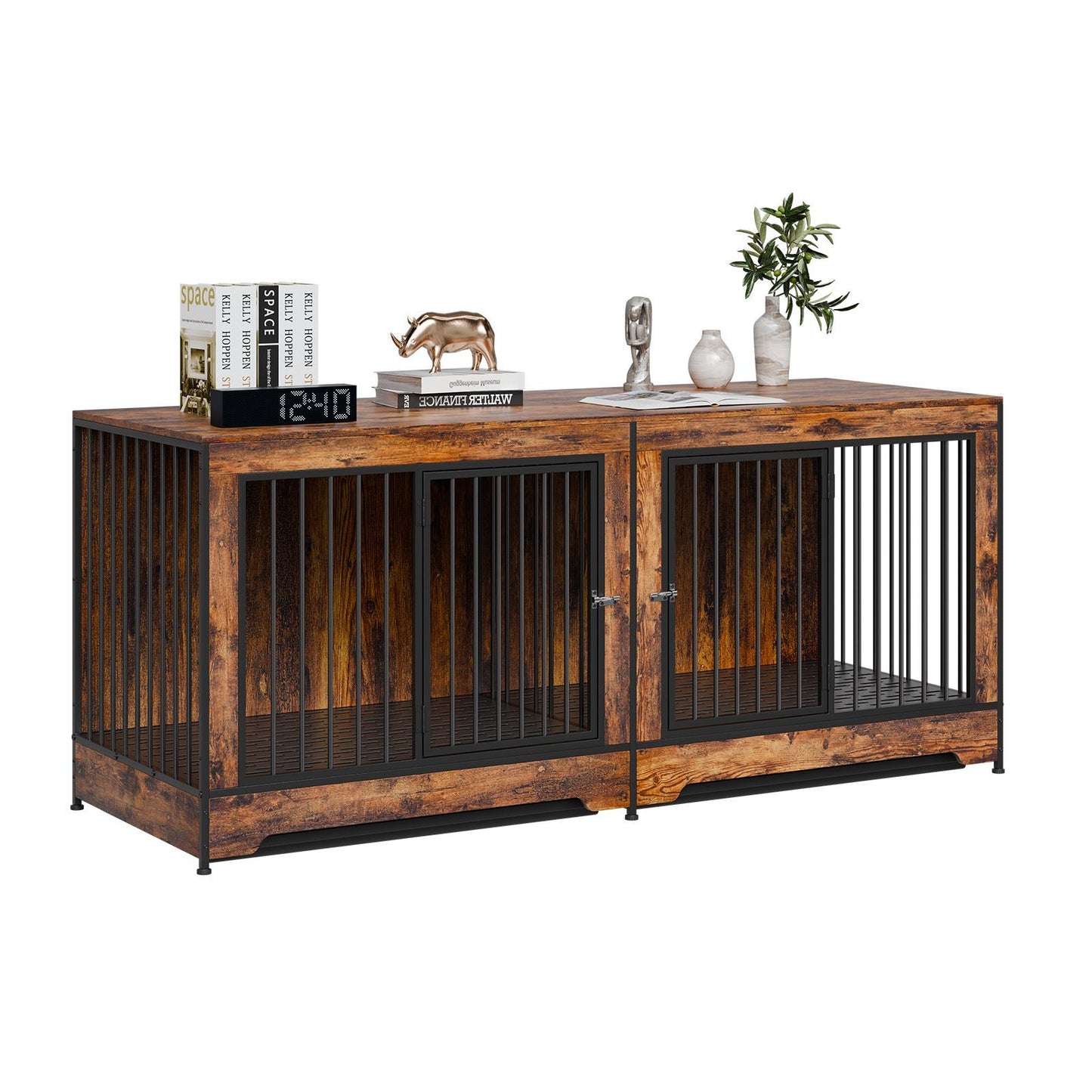 75" Dog Crate Furniture for 2 Dogs, Extra Large Double Dog Crate