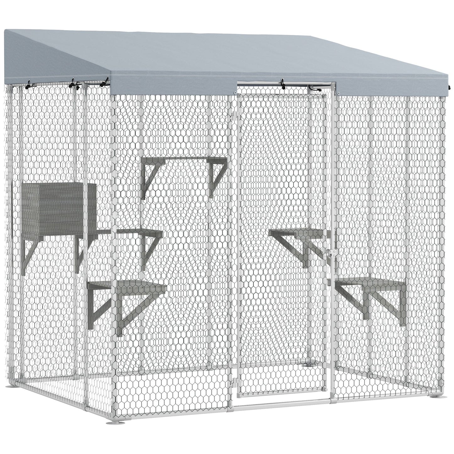 79" Galvanized Steel Large Catio with Waterproof Canopy, Sleeping