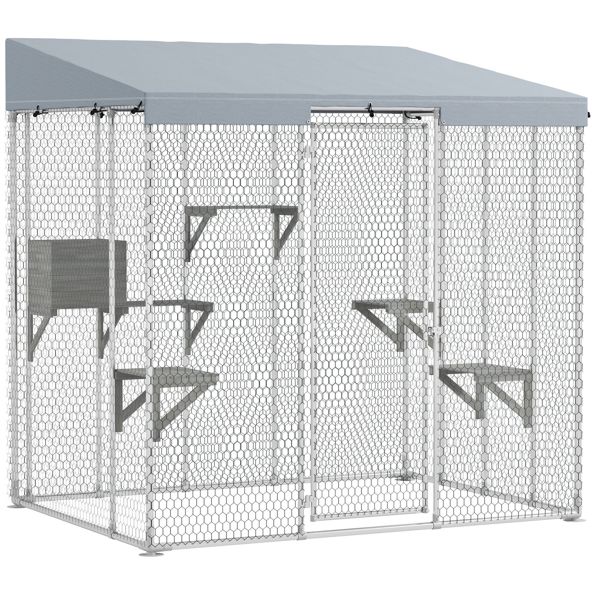 79" Galvanized Steel Large Catio with Waterproof Canopy, Sleeping