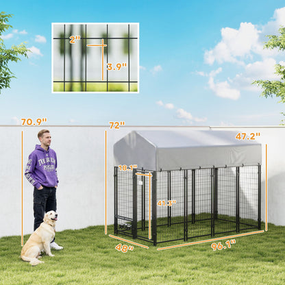 X 6' Outdoor Dog Kennel, Dog Kennel Outside Run with 360Â° Rotating