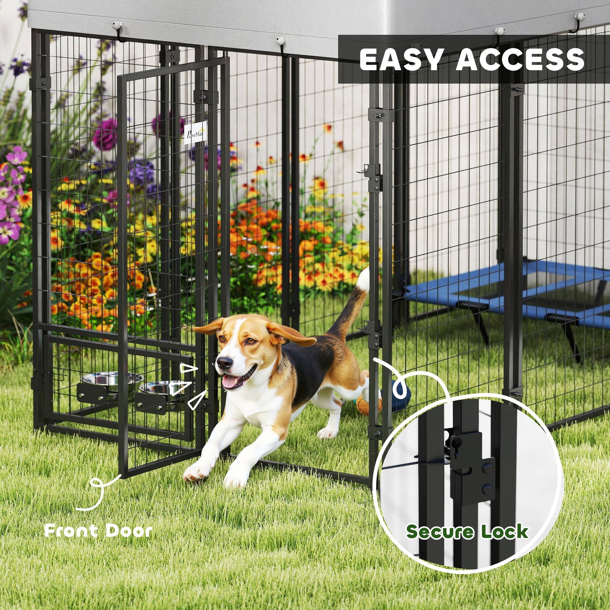 X 6' Outdoor Dog Kennel, Dog Kennel Outside Run with 360Â° Rotating