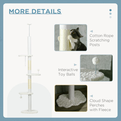 8.4' Floor to Ceiling Cat Tree, Adjustable Height, White