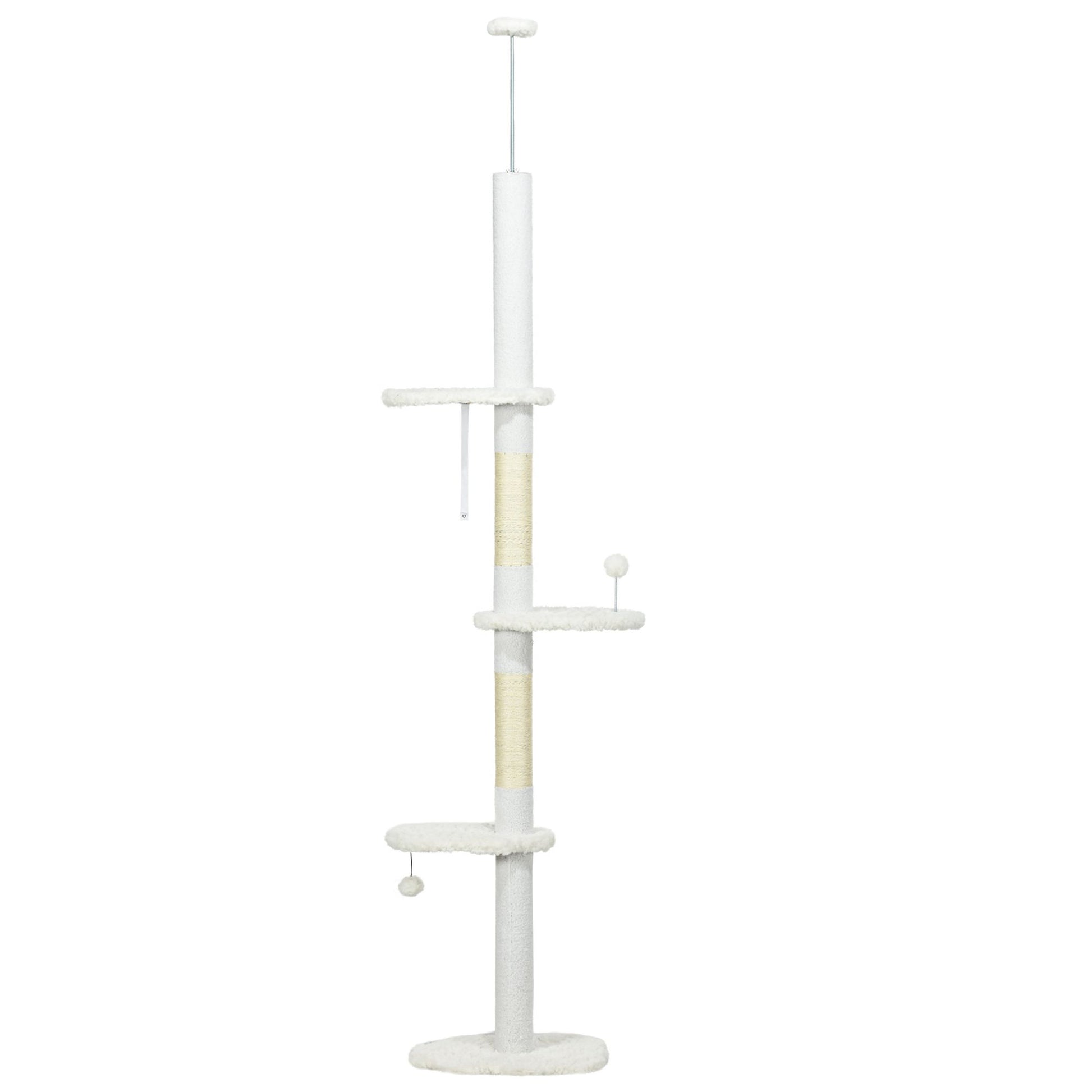 8.4' Floor to Ceiling Cat Tree, Adjustable Height, White