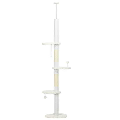 8.4' Floor to Ceiling Cat Tree, Adjustable Height, White