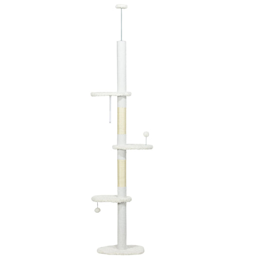 8.4' Floor to Ceiling Cat Tree, Adjustable Height, White