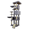 84.6 in Dark Gray Cat Tree Tower with Wide Base, 3 Large Hinding