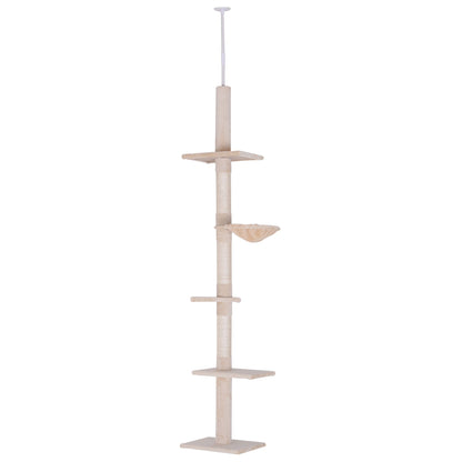 8.5' Vertical Cat Tree Adjustable Height Floor-to-Ceiling with 5