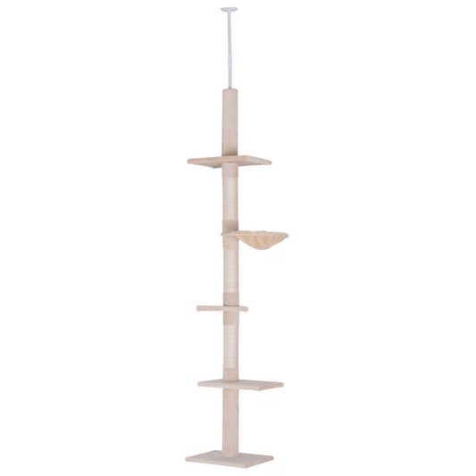 8.5' Vertical Cat Tree Adjustable Height Floor-to-Ceiling with 5