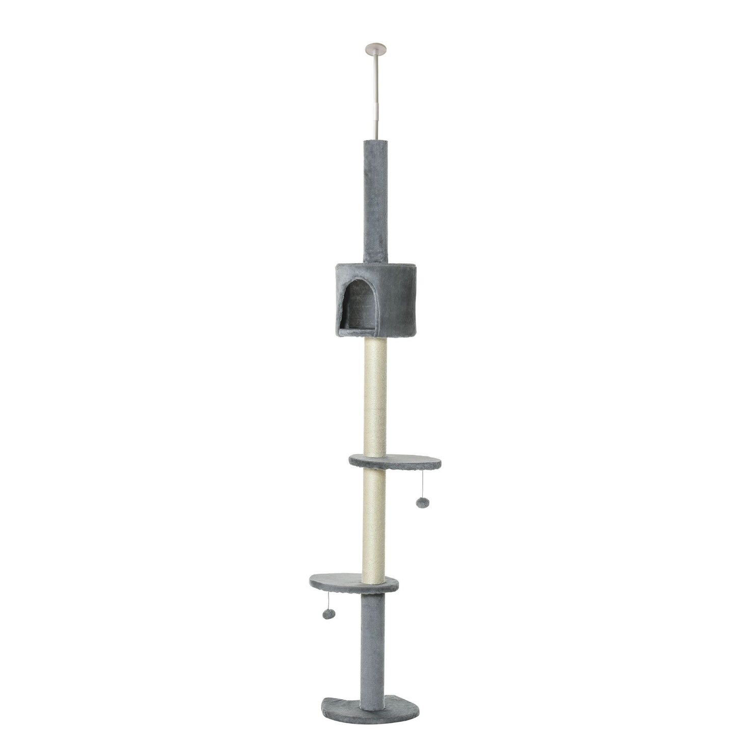 85.5" Adjustable Height Cat Tree Floor-to-Ceiling 4-Tier Climbing
