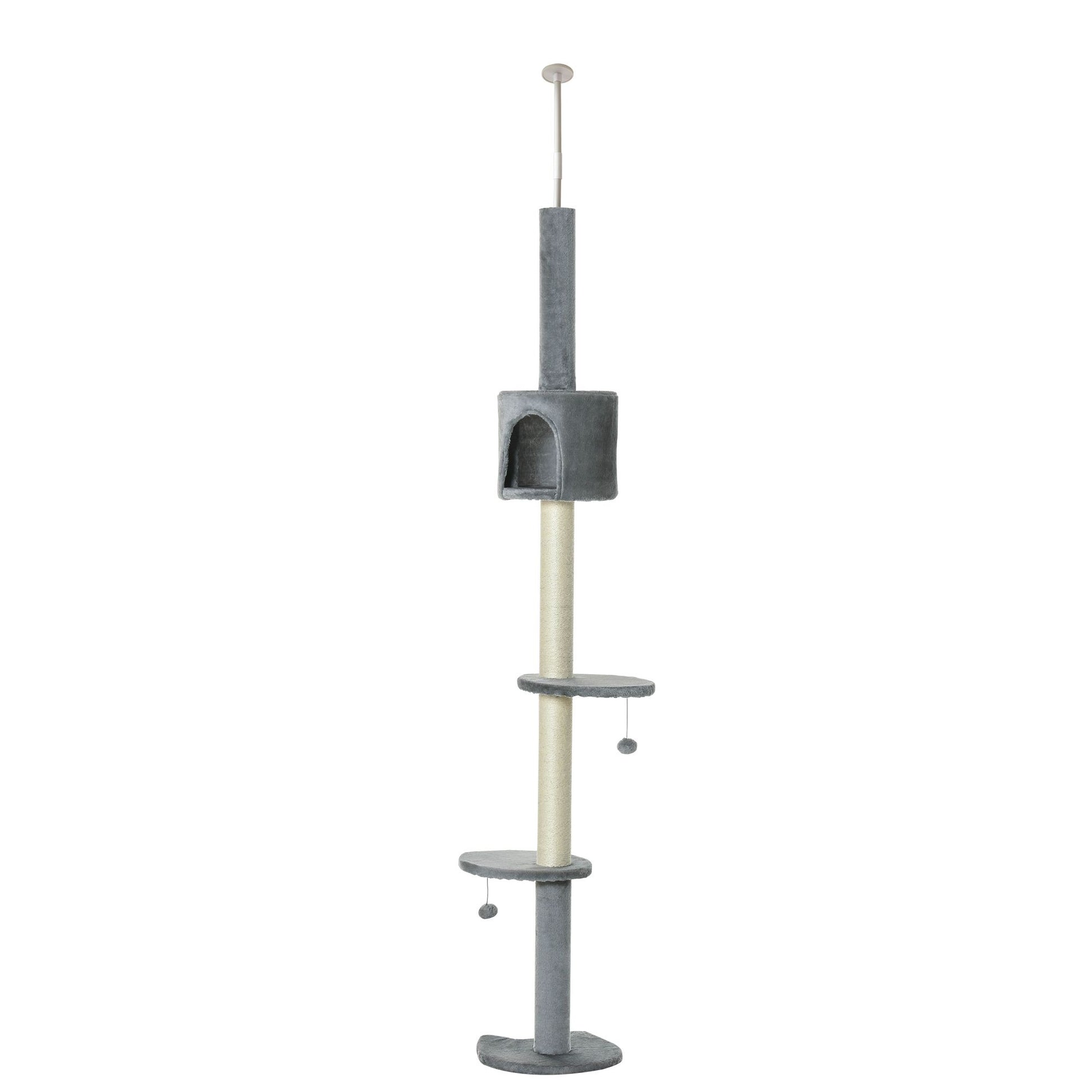 85.5" Adjustable Height Cat Tree Floor-to-Ceiling 4-Tier Climbing