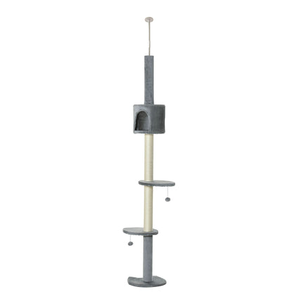 85.5" Adjustable Height Cat Tree Floor-to-Ceiling 4-Tier Climbing