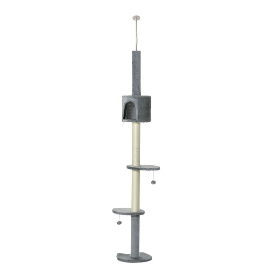 85.5" Adjustable Height Cat Tree Floor-to-Ceiling 4-Tier Climbing