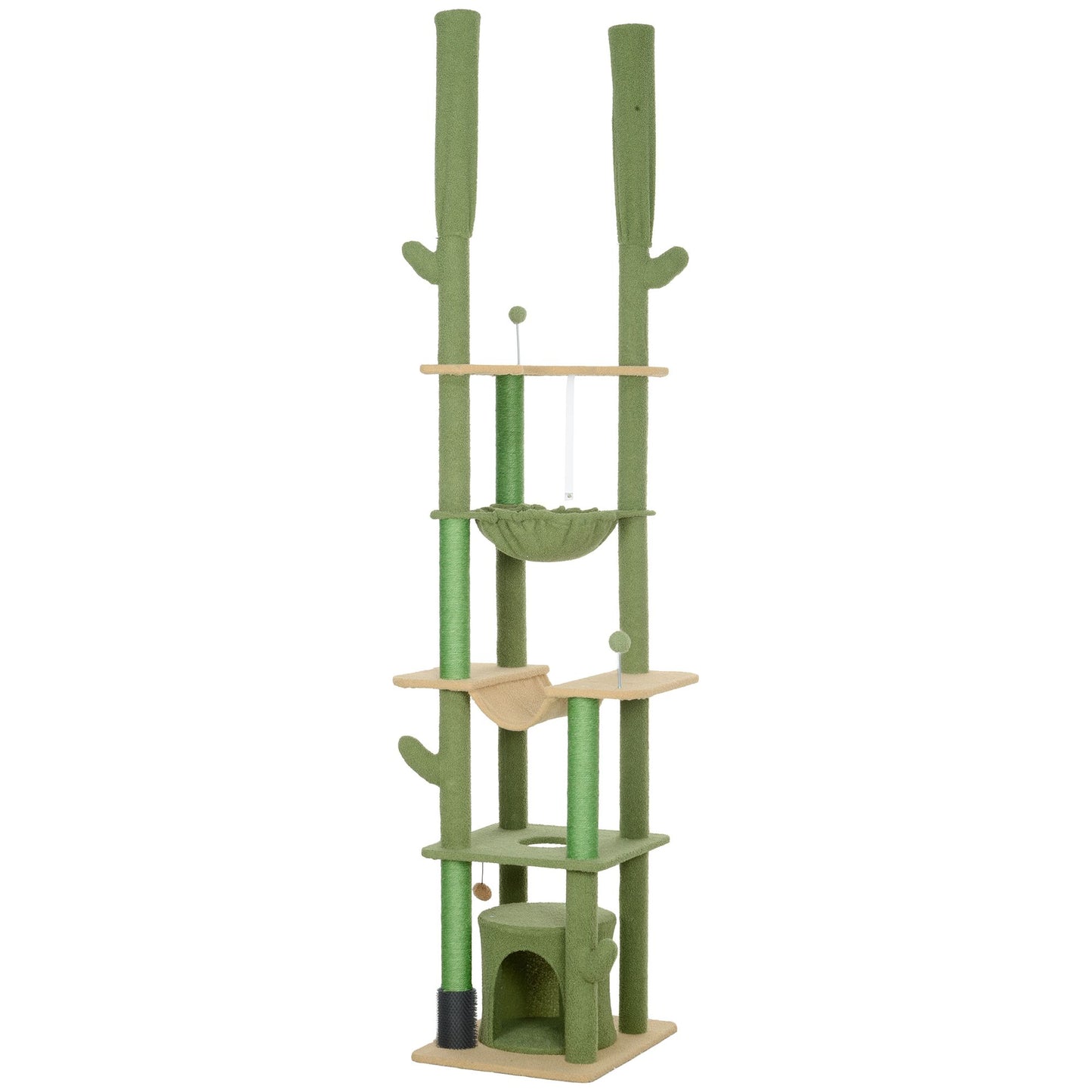Floor to Ceiling Cat Tree, Cat Climbing Tower with Grooming Brush